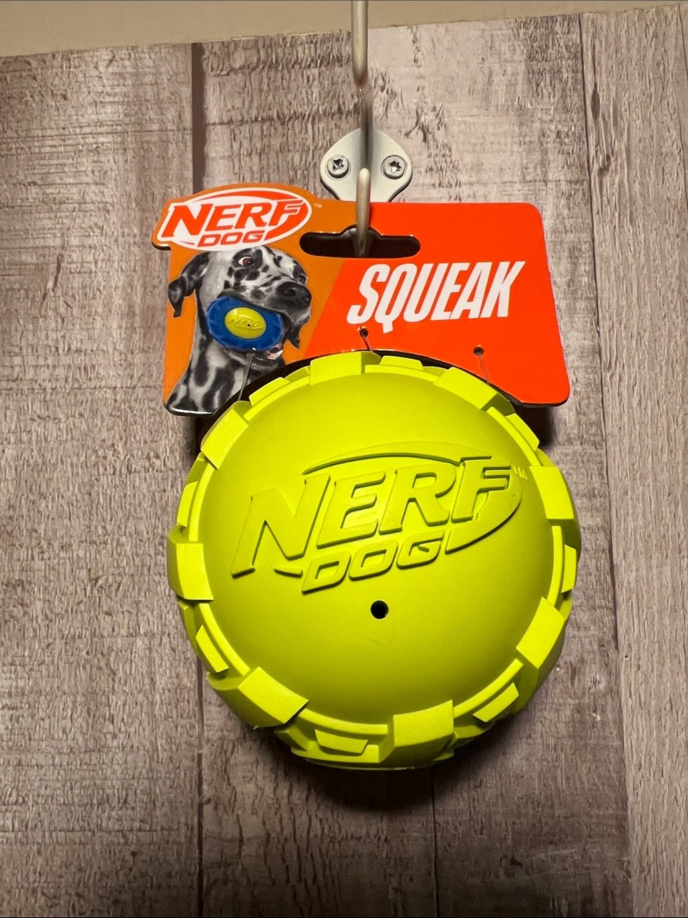 New NERF Squeak Fetch Ball - Neon Yellow